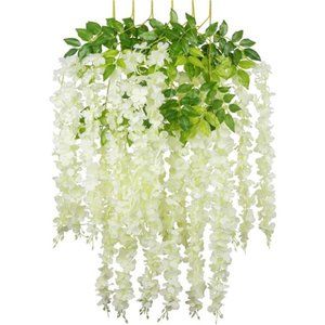 6 Pack /45 inch /3.7ft Wisteria Artificial Fake Flower Bushy Silk Vine Garland